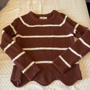Rust & Cream Striped Sweater
